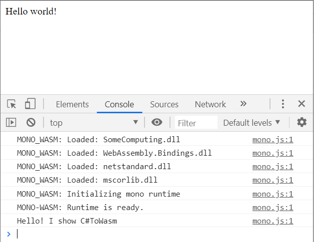 The result of calling the Execute method from C# TestCompution class.