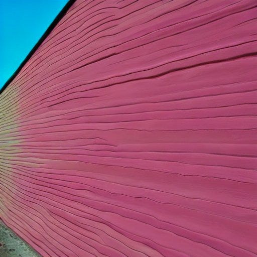 Abstract illustration of a long pink textured wall stretching into the distance